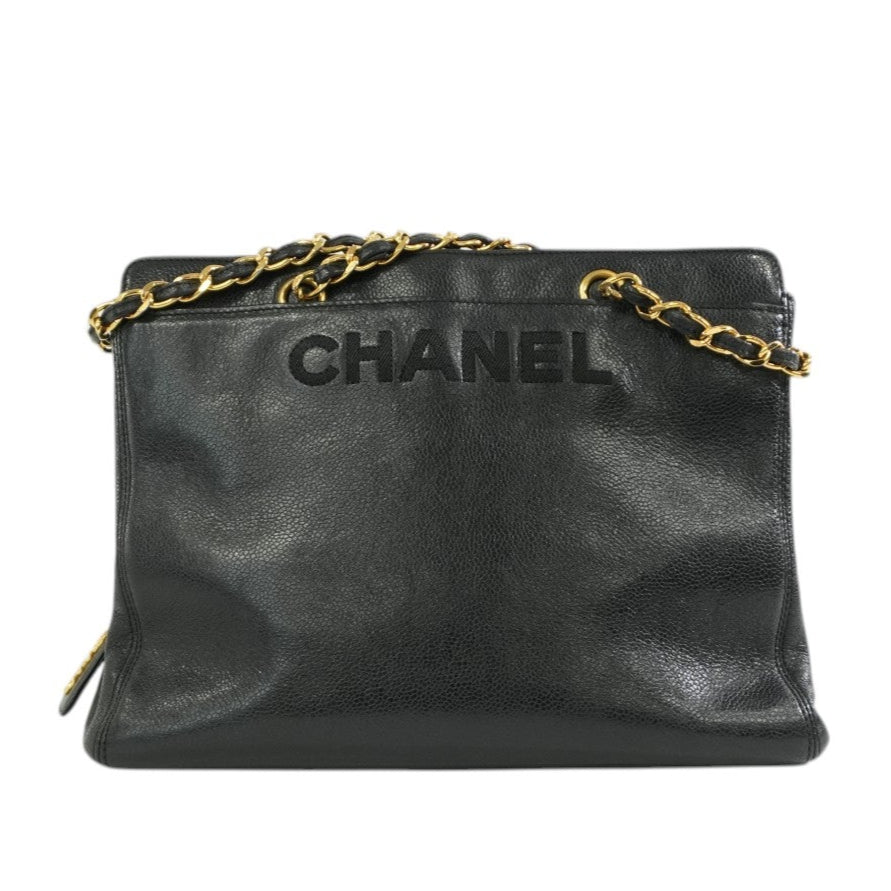 Pre-owned Chanel Caviar Skin Leather Chain Shoulder Bag Black