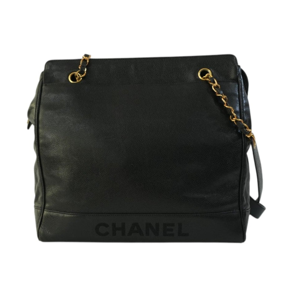Pre-owned Chanel Caviar Skin Leather Tote Bag Black