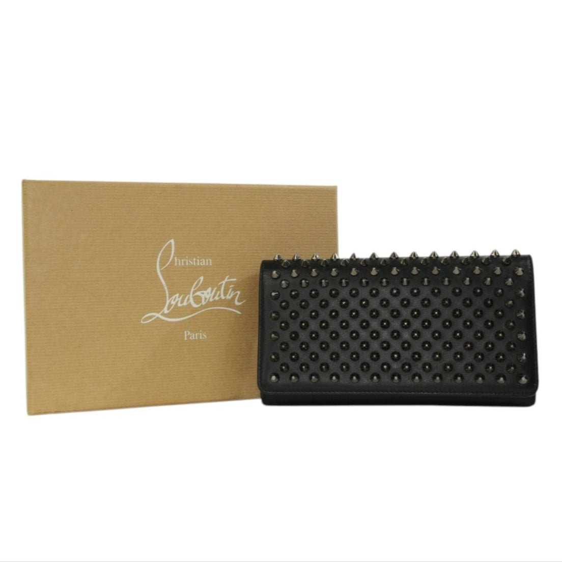 Pre-owned Christian Louboutin Studs Leather Wallet Black
