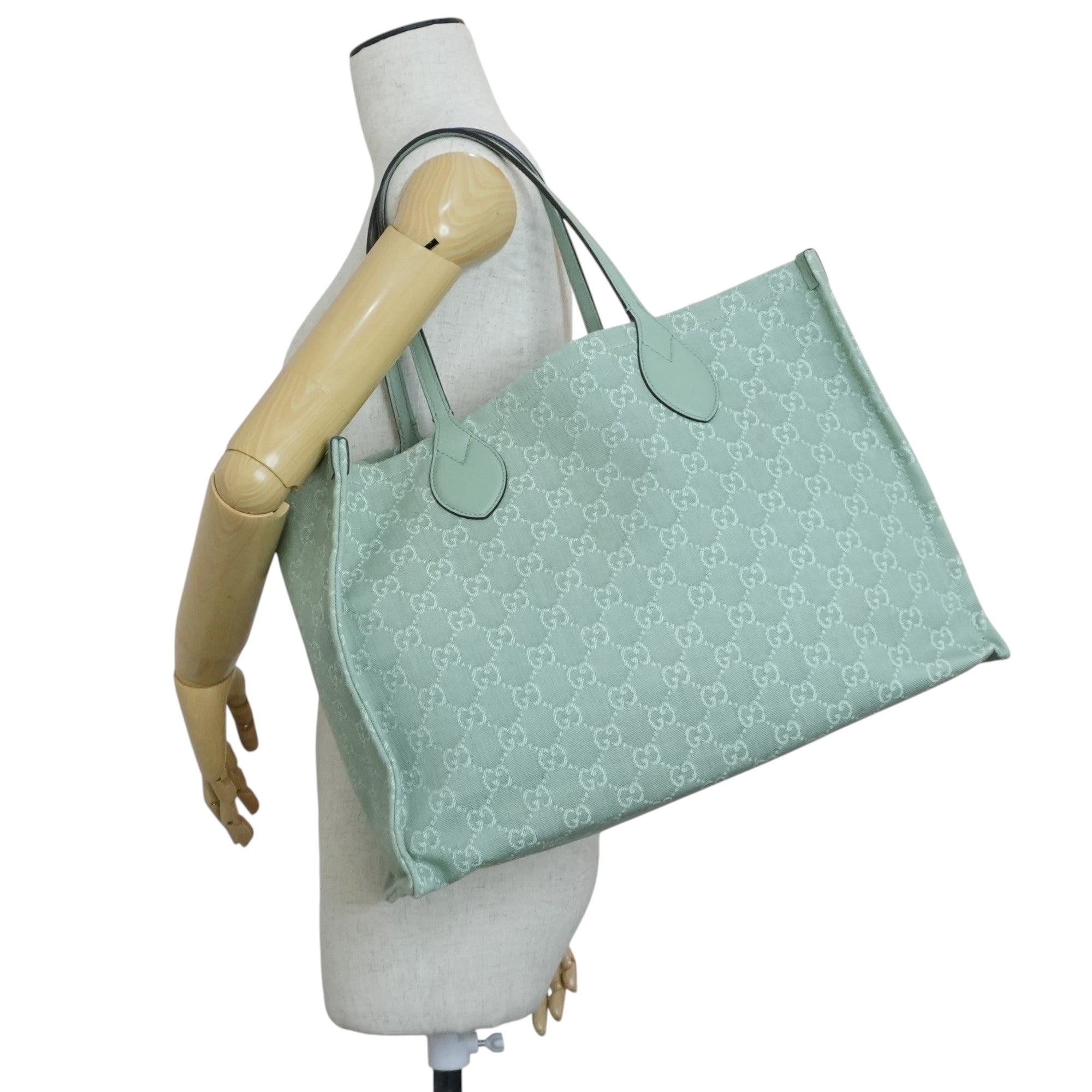 Pre-owned Gucci Large Ophidia GG Tote Bag Green