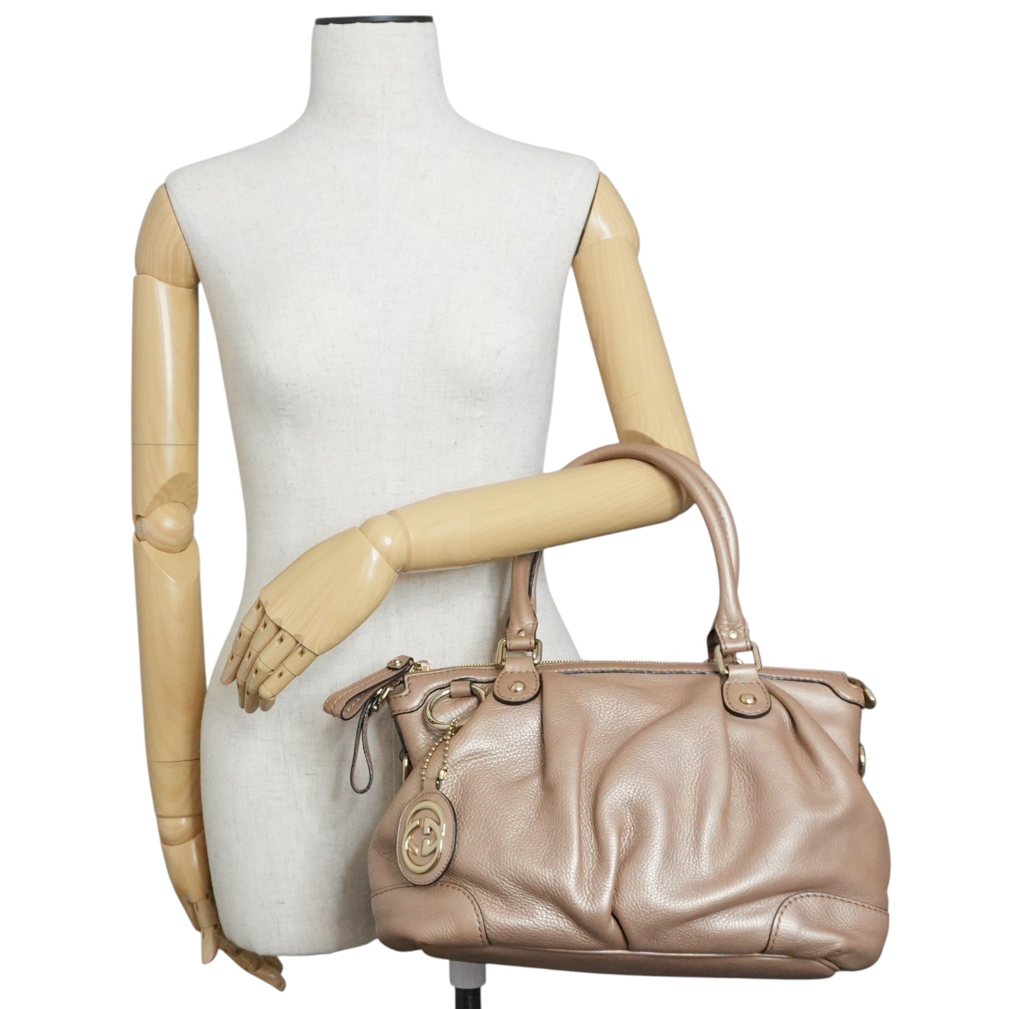 Pre-owned Gucci Leather Metallic Shoulder Bag Bronze