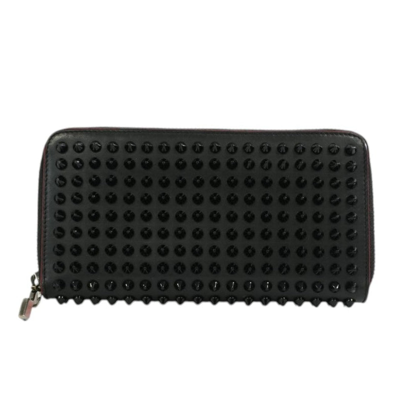 Pre-owned Christian Louboutin Leather Studded Long Wallet Black