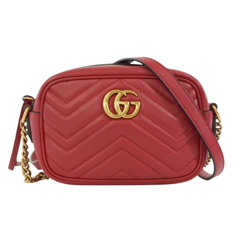 Pre-owned Gucci Marmont Chain Shoulder Bag Red
