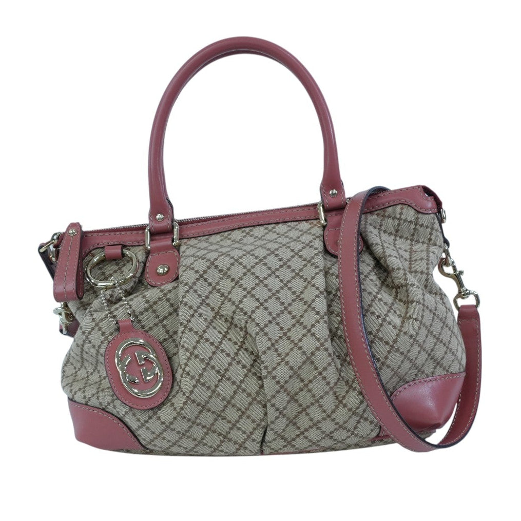Pre-owned Gucci Sukey Two Way Shoulder Bag Brown and Pink