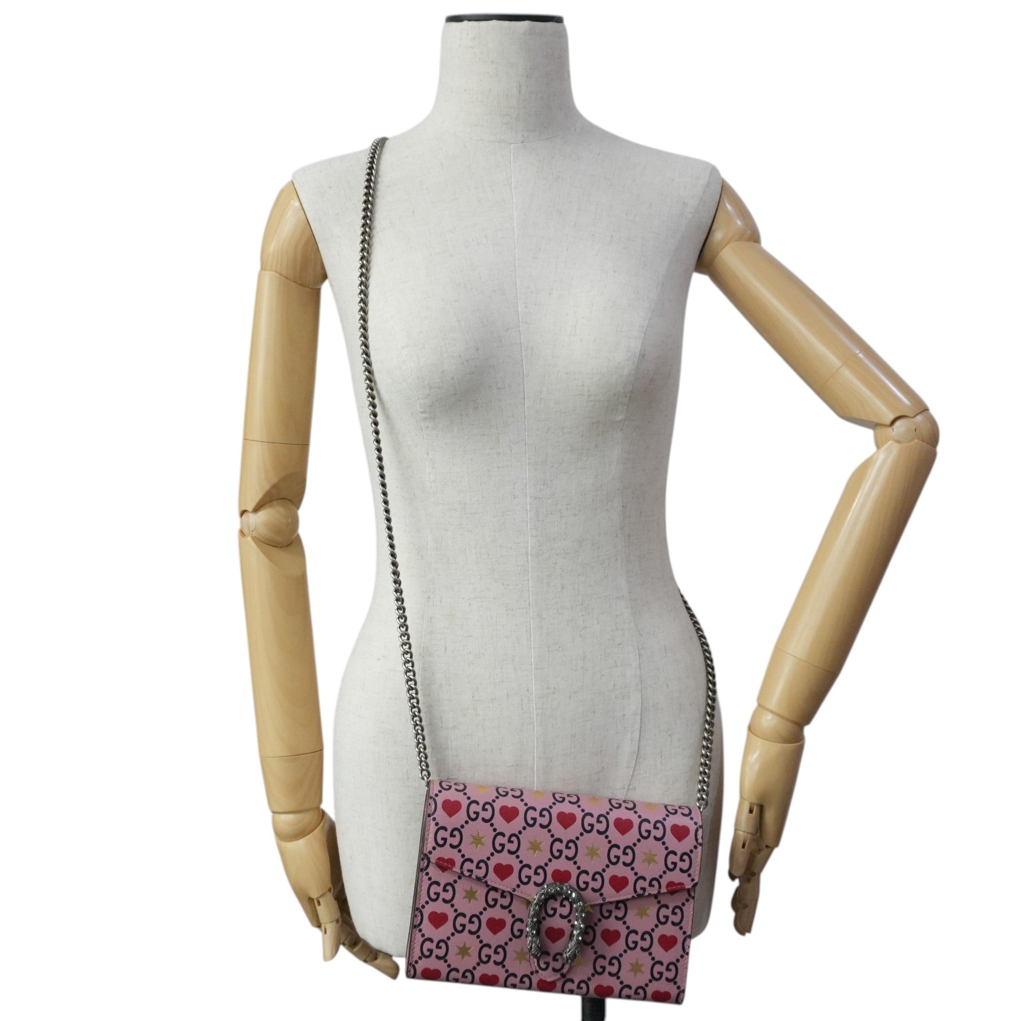 Gucci Leather Dionysus Valentine Limited Edition Pink Chain Shoulder Bag Used