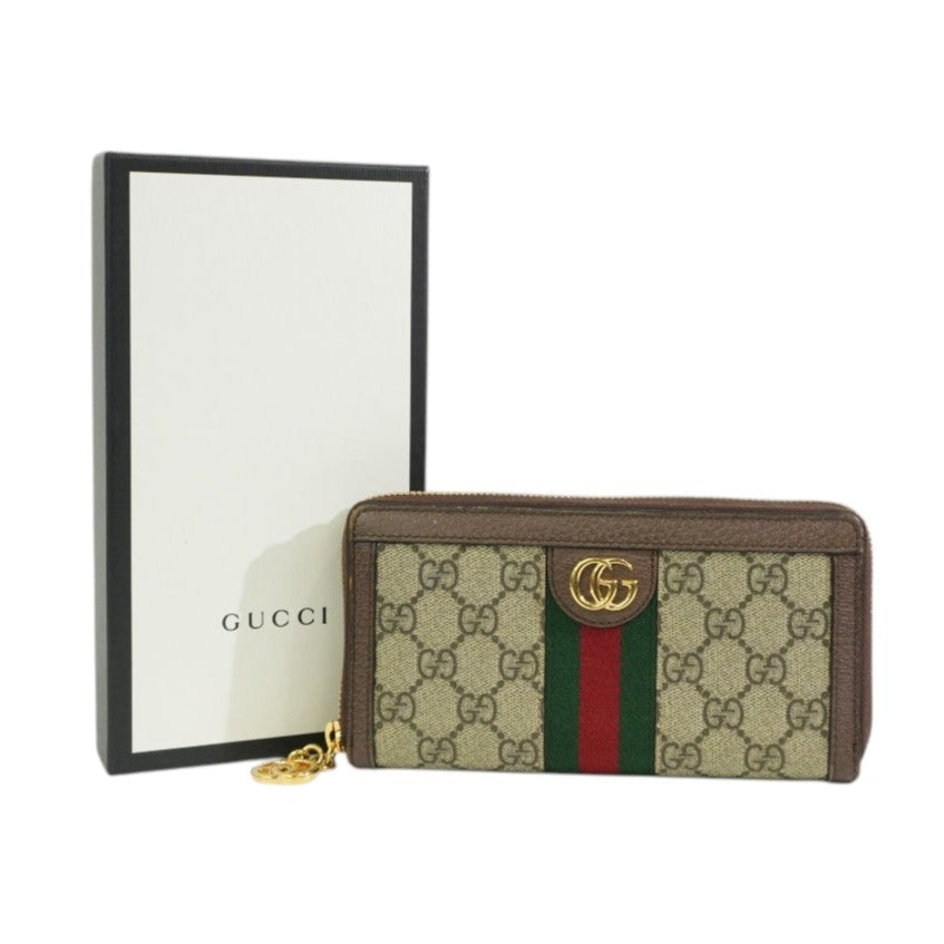 Pre-owned Gucci Ophidia Zippy Long Wallet Brown