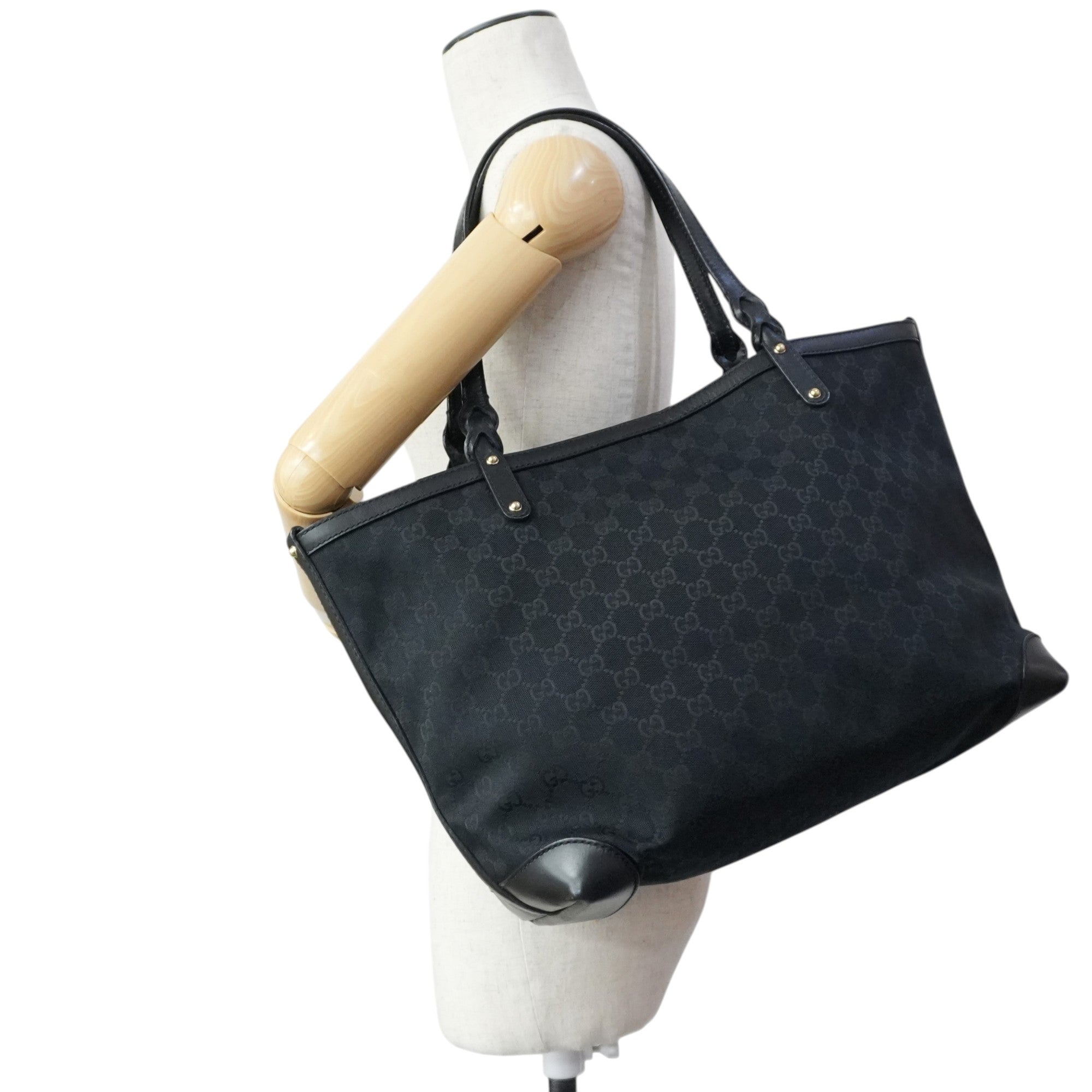 Pre-owned Gucci Black GG Canvas Craft Tote Bag