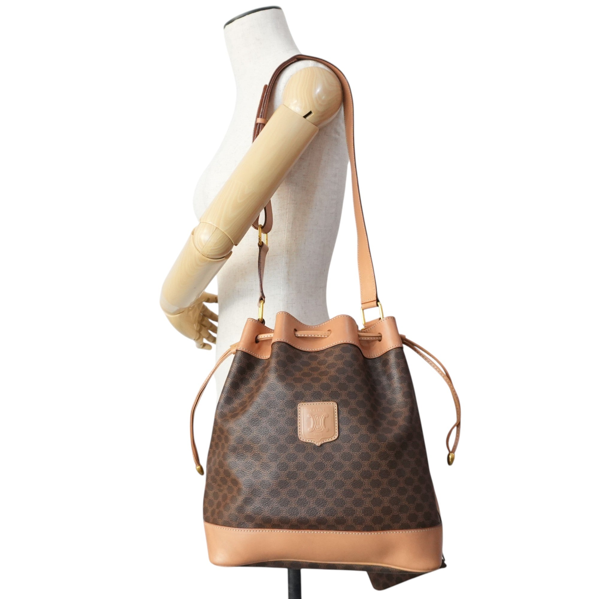 Celine Macadam Bucket Shoulder Bag Brown Used
