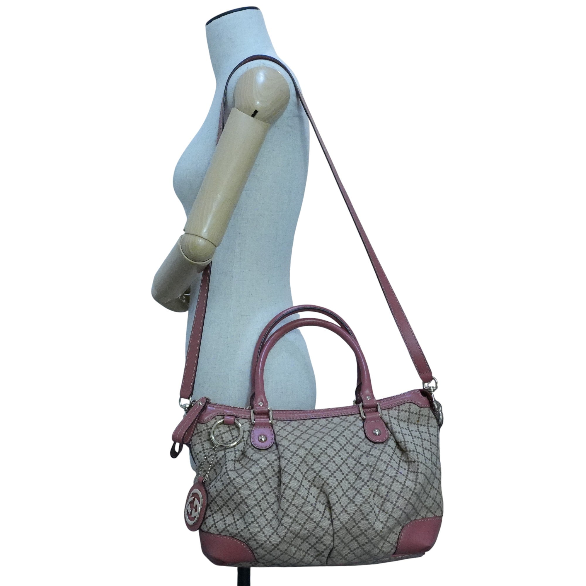 Pre-owned Gucci Sukey Two Way Shoulder Bag Brown and Pink