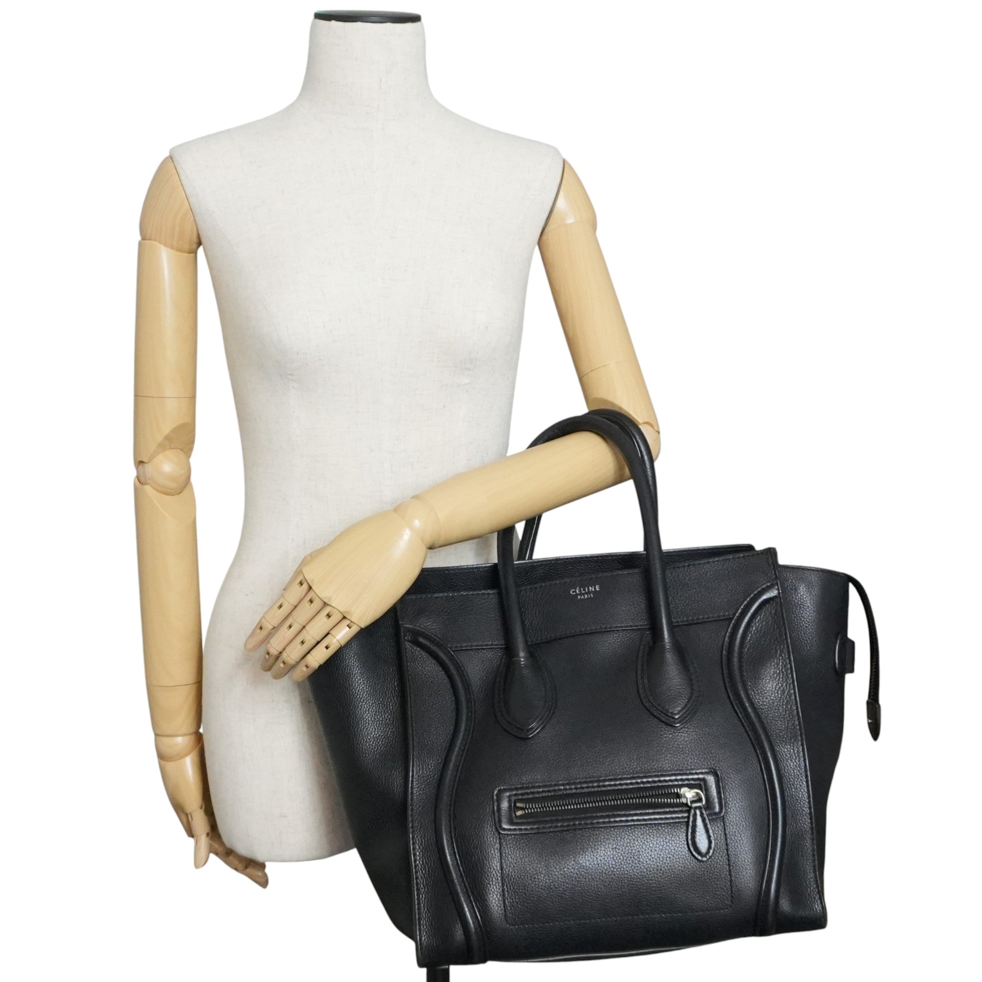 Pre-owned Celine Leather Luggage Handbag Black