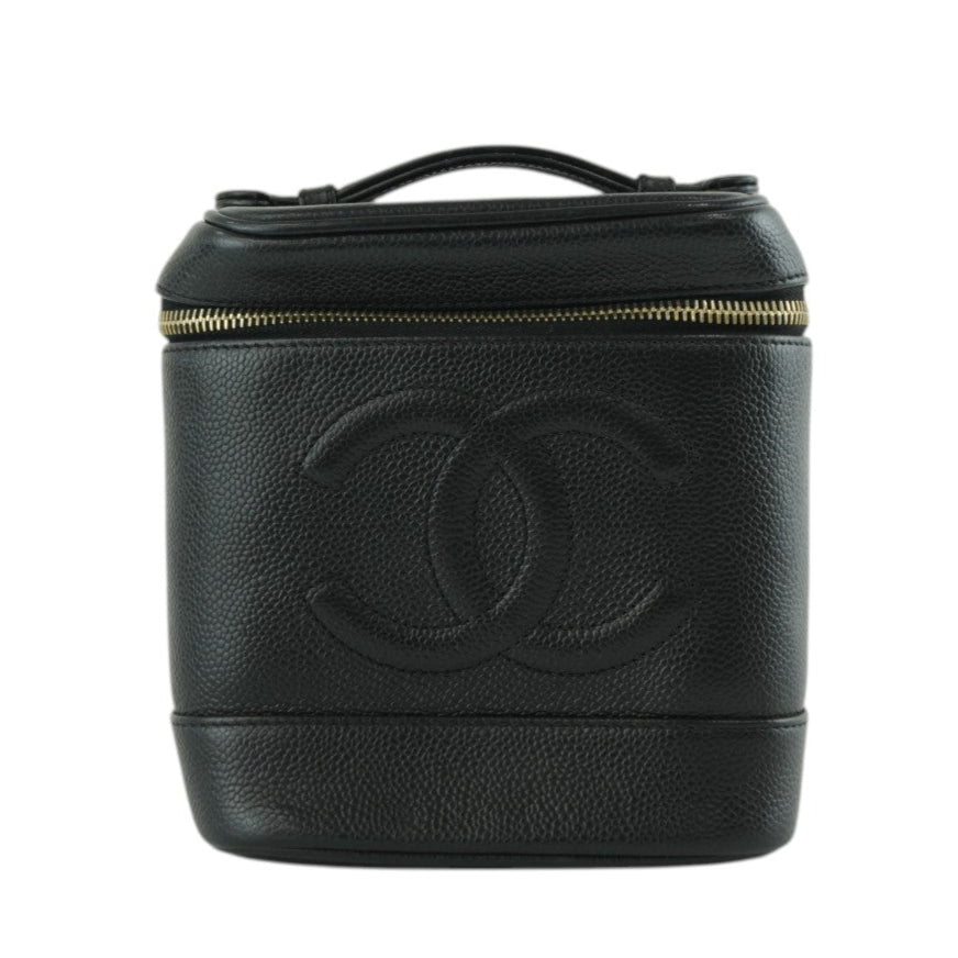 Chanel Caviar Leather Vanity Case Black Used