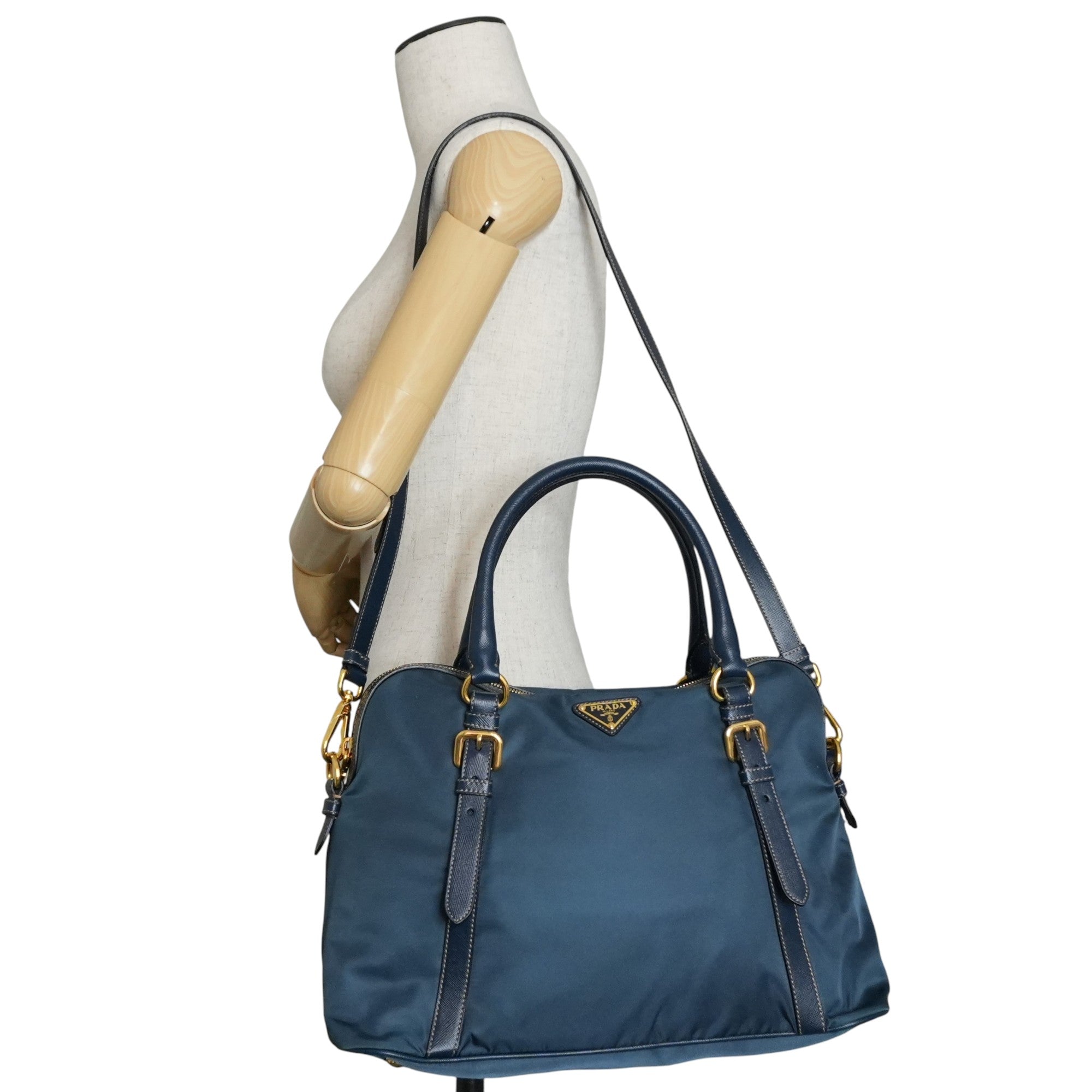 Pre-owned Prada Nylon Two Way Shoulder Bag Blue