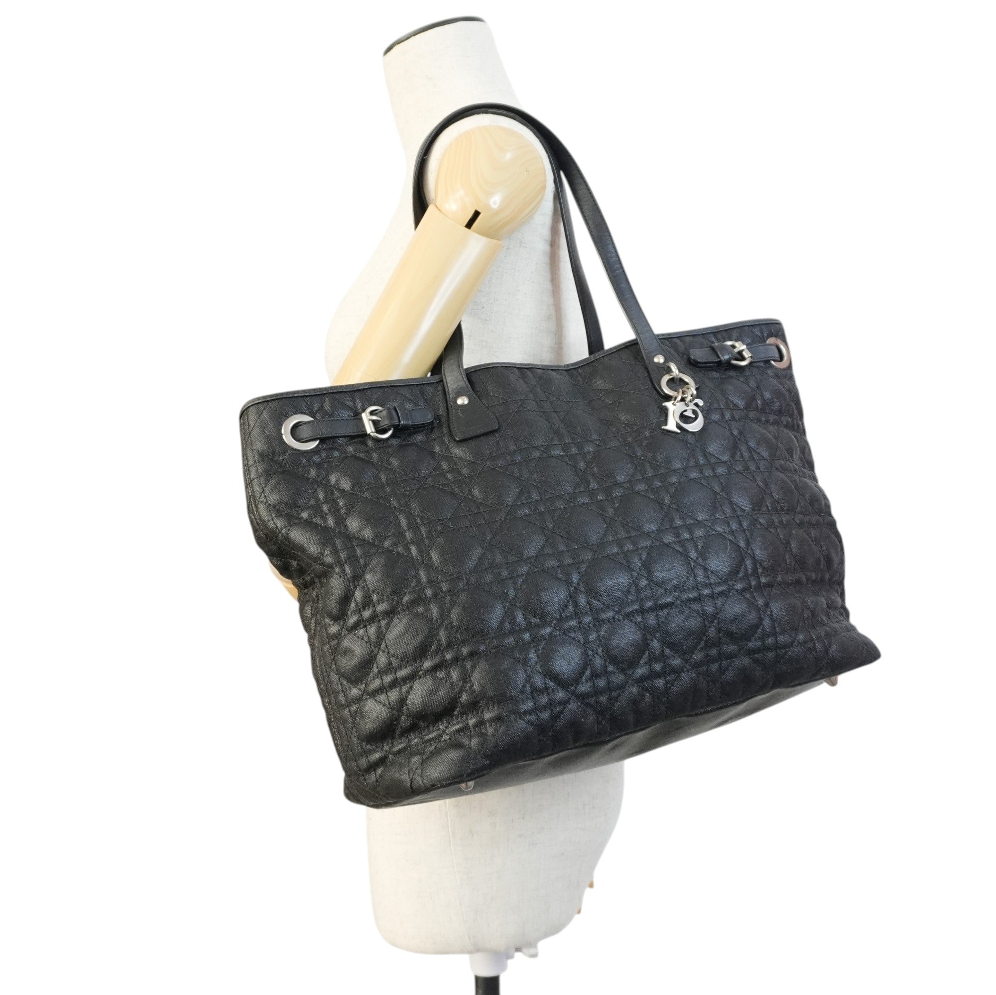 Pre-owned Christian Dior Nylon Panarea Tote Bag Black Used